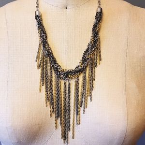 Mixed Metal Fringe Necklace